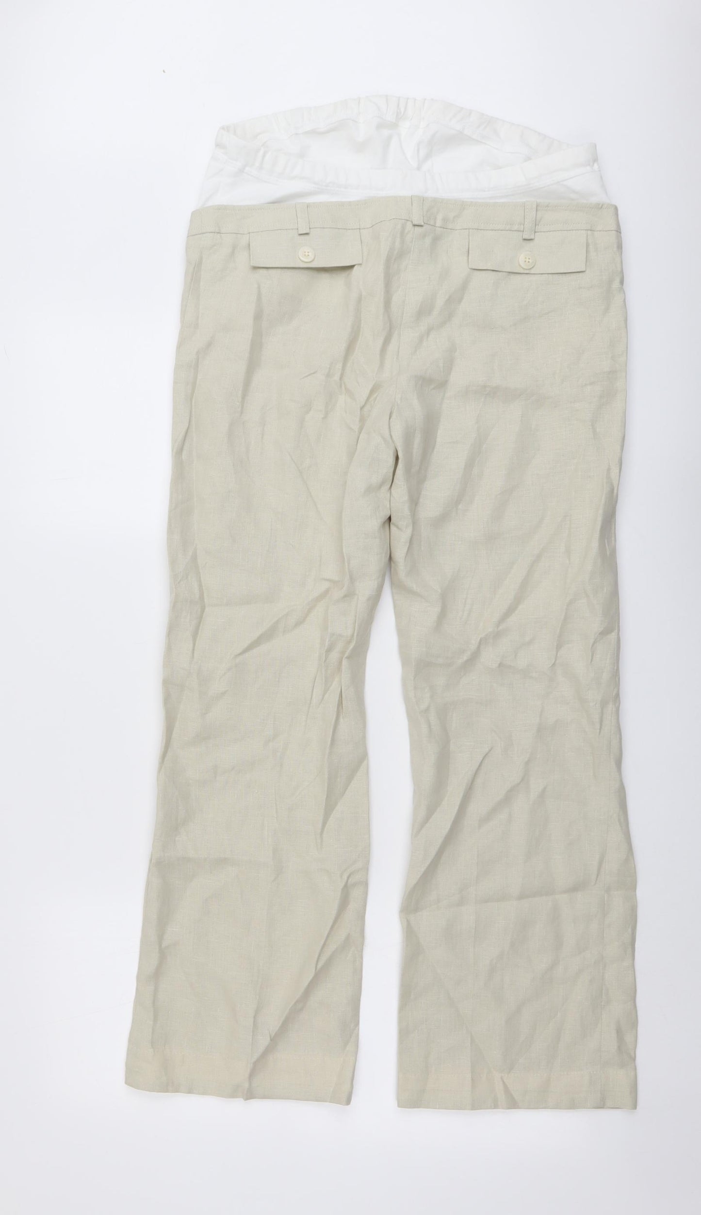 Moda Mothercare Womens Beige Linen Trousers Size 8 L28 in Regular
