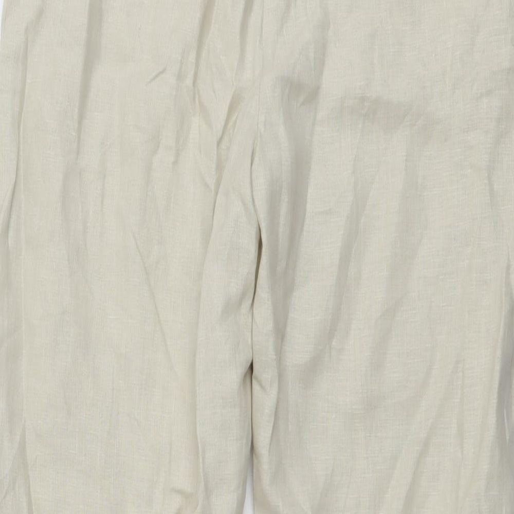 Moda Mothercare Womens Beige Linen Trousers Size 8 L28 in Regular