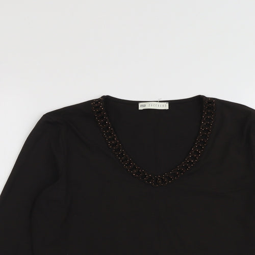 Zucchero Womens Brown Viscose Basic T-Shirt Size 14 Scoop Neck