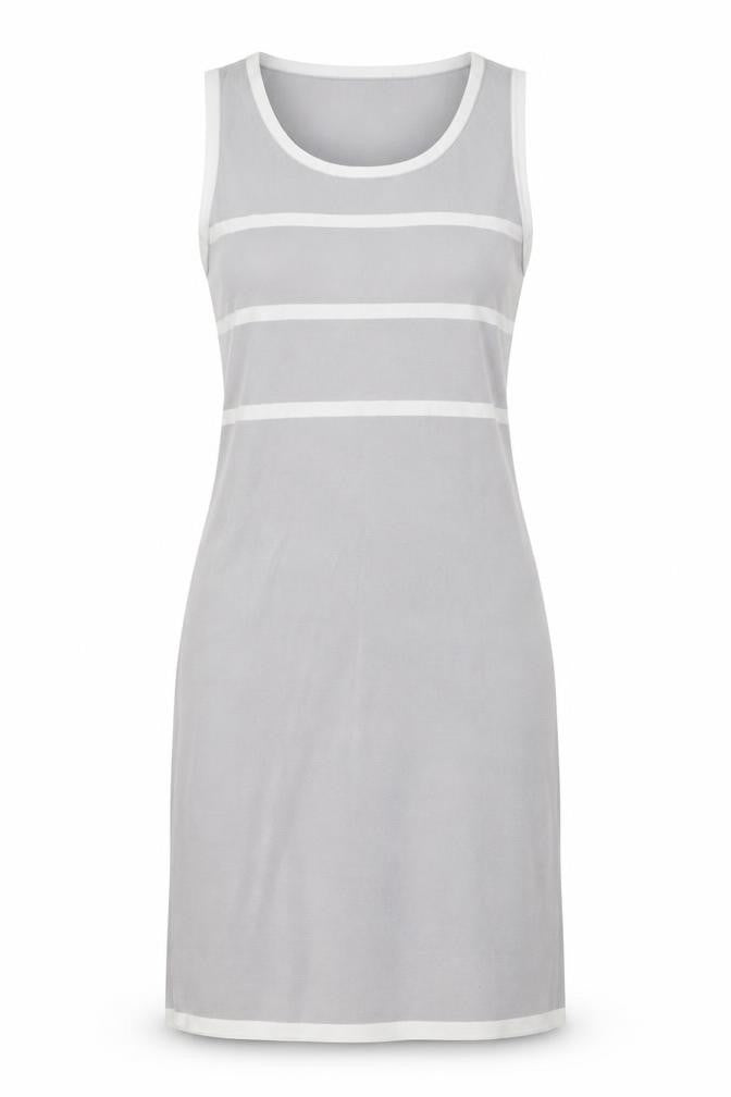 Front view of Grace women’s grey viscose a-line, size S, round neck pullover