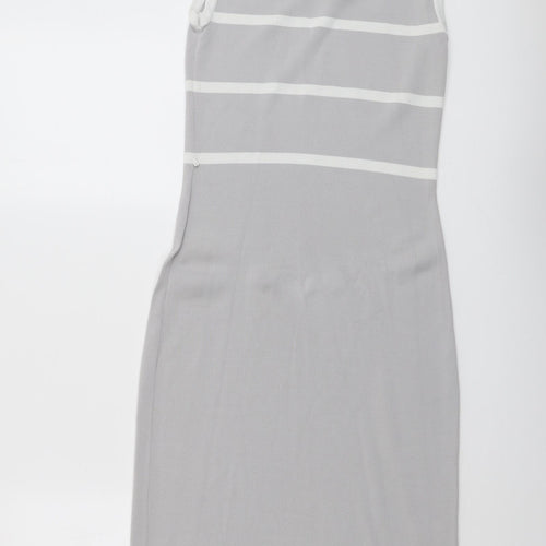 Grace Womens Grey Viscose A-Line Size S Round Neck Pullover