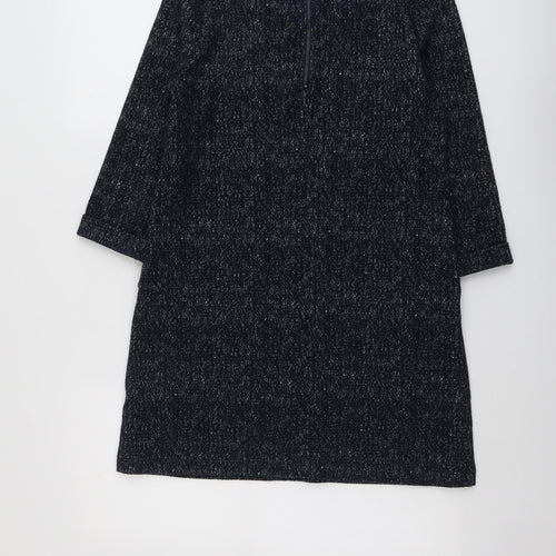 White Stuff Womens Blue Cotton A-Line Size 10 Round Neck Zip