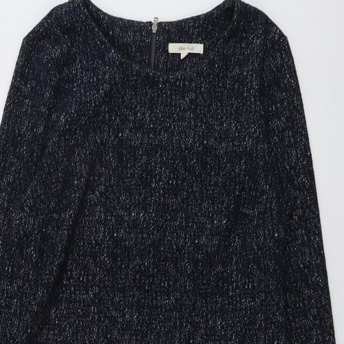 White Stuff Womens Blue Cotton A-Line Size 10 Round Neck Zip