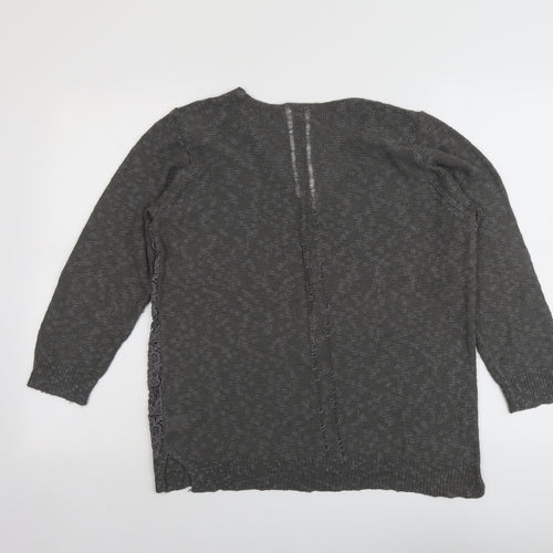 River Island Womens Grey Round Neck Cotton Pullover Jumper Size 16