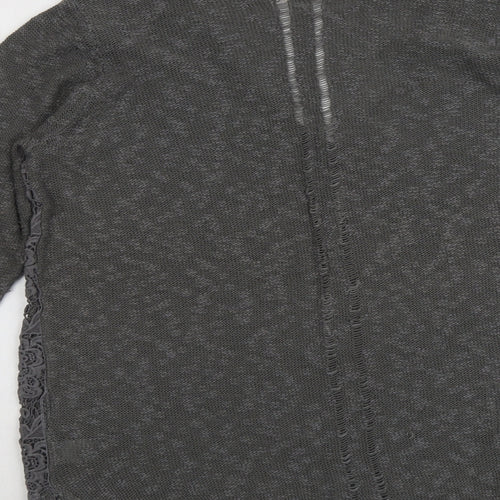 River Island Womens Grey Round Neck Cotton Pullover Jumper Size 16
