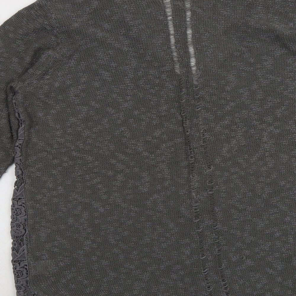 River Island Womens Grey Round Neck Cotton Pullover Jumper Size 16