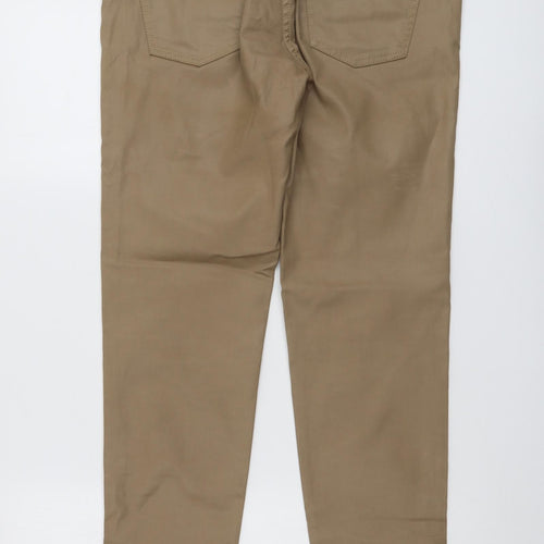 Zara Womens Beige Polyester Trousers Size 14 L29 in Slim Button