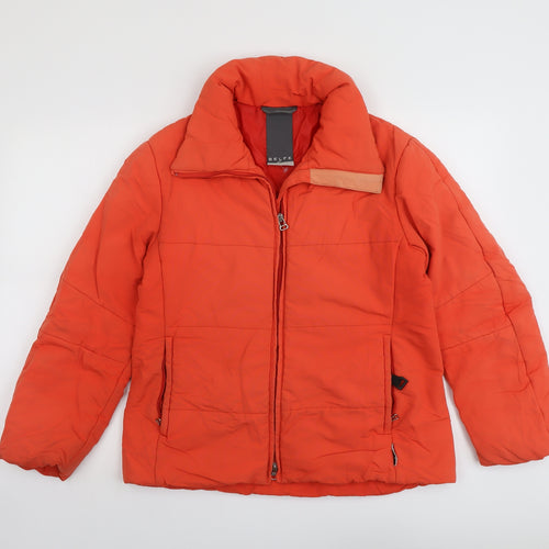 Belfe Womens Orange Puffer Jacket Jacket Size 10 Zip