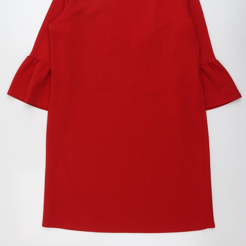 Boohoo Womens Red Polyester A-Line Size 14 V-Neck Pullover