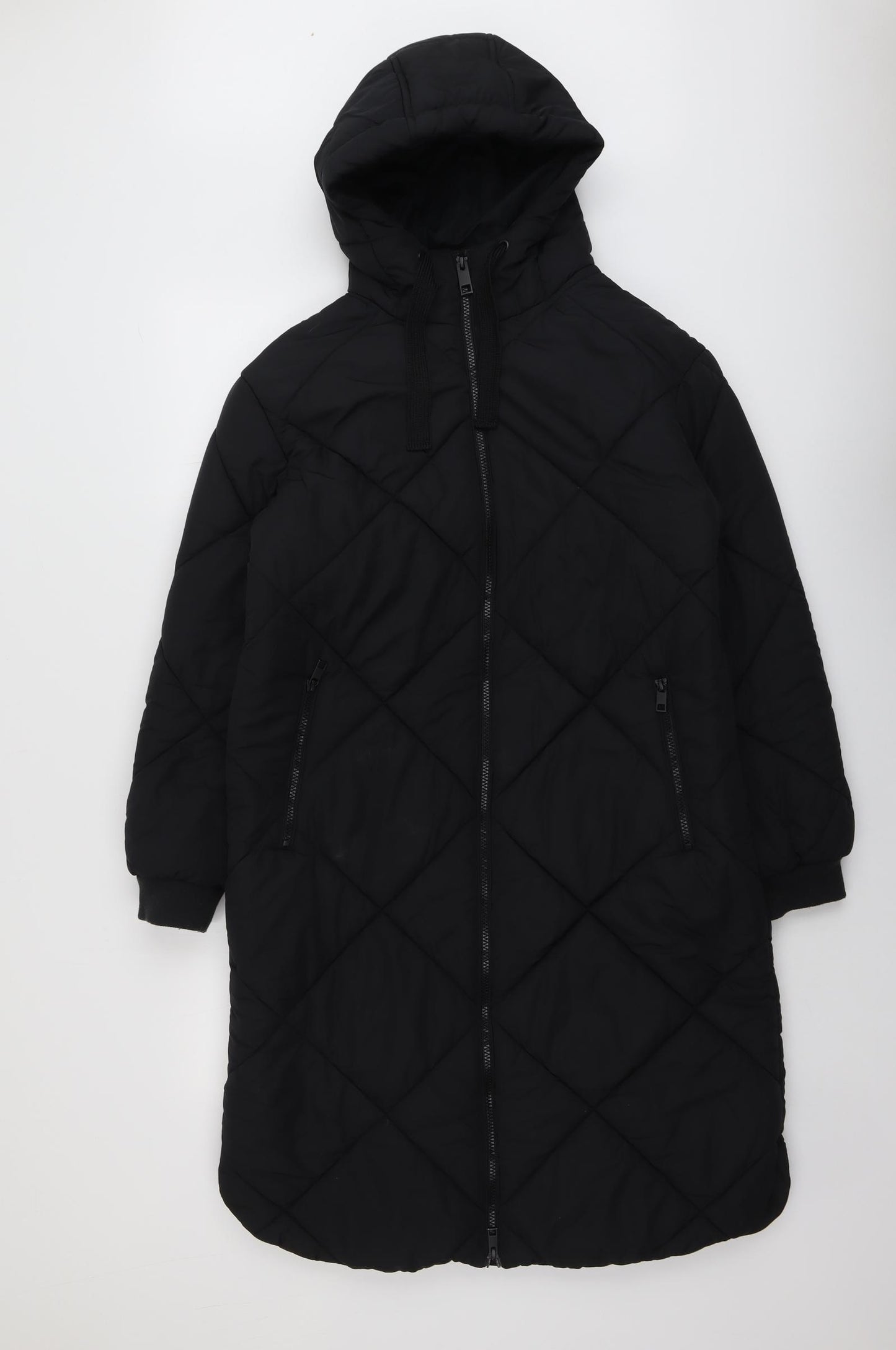 Marks and Spencer Womens Black Quilted Coat Size 10 Zip