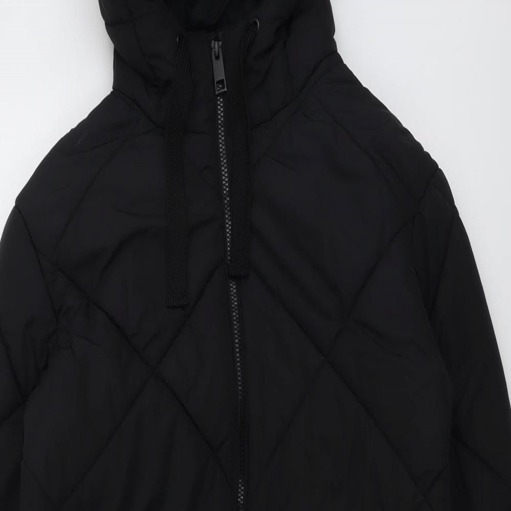Marks and Spencer Womens Black Quilted Coat Size 10 Zip