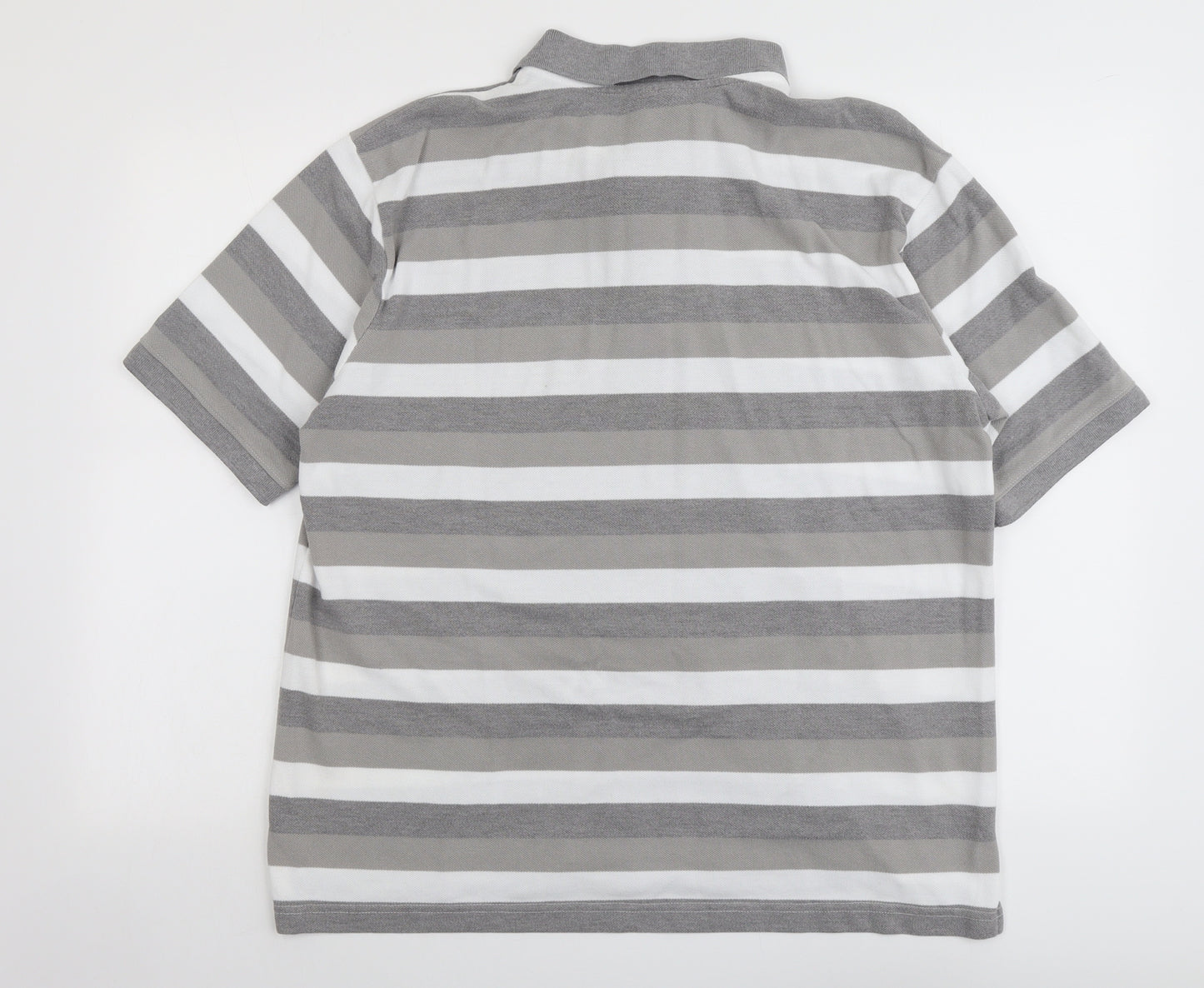 Slazenger Mens Grey Striped Cotton Polo Size XL Collared Button