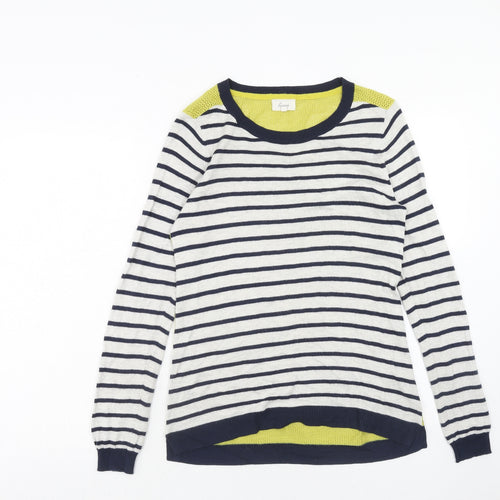 Linea Womens Multicoloured Round Neck Striped Nylon Pullover Jumper Size S
