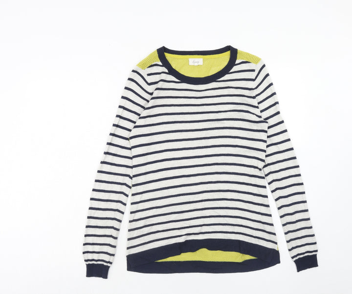 Linea Womens Multicoloured Round Neck Striped Nylon Pullover Jumper Size S