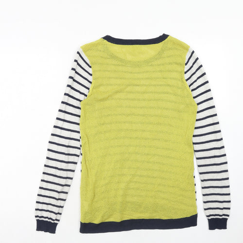 Linea Womens Multicoloured Round Neck Striped Nylon Pullover Jumper Size S
