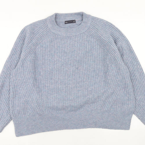Marks and Spencer Womens Blue Round Neck Acrylic Pullover Jumper Size XL