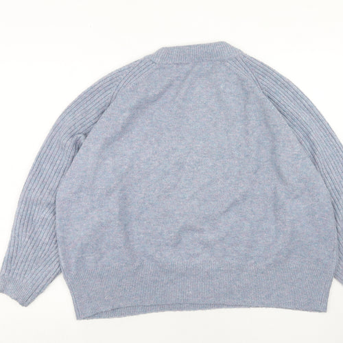 Marks and Spencer Womens Blue Round Neck Acrylic Pullover Jumper Size XL