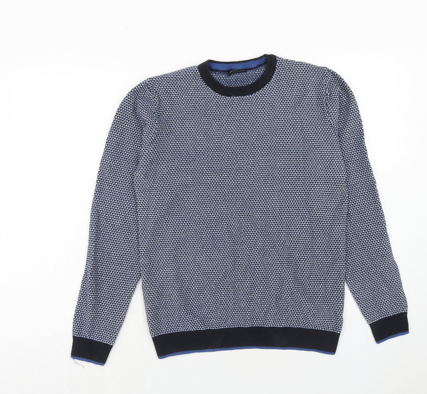 NEXT Mens Blue Round Neck Cotton Pullover Jumper Size M Long Sleeve