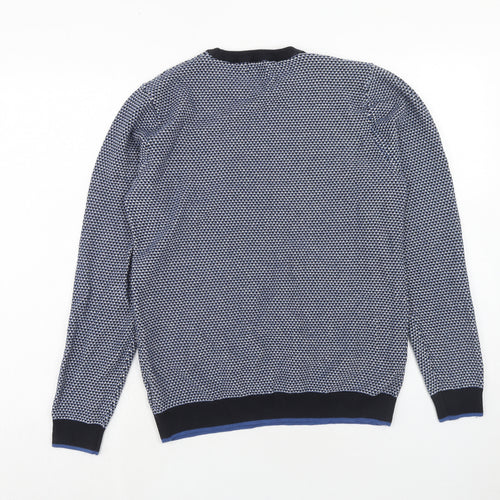 NEXT Mens Blue Round Neck Cotton Pullover Jumper Size M Long Sleeve