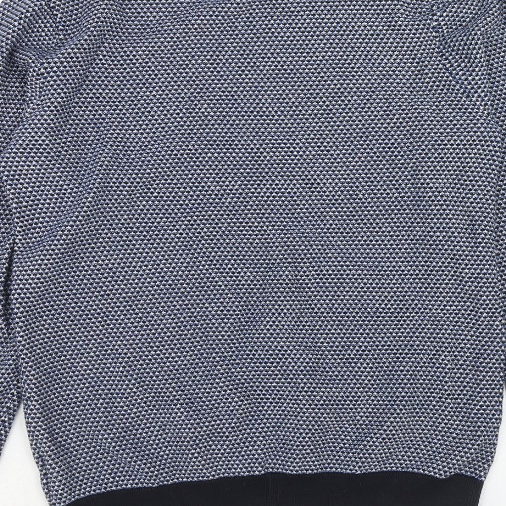 NEXT Mens Blue Round Neck Cotton Pullover Jumper Size M Long Sleeve