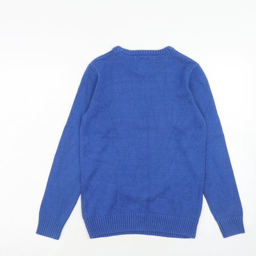 NEXT Boys Blue Round Neck Cotton Pullover Jumper Size 12 Years Pullover - Santa Claus