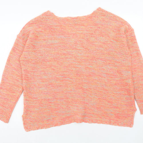 H&M Womens Pink V-Neck Acrylic Pullover Jumper Size L