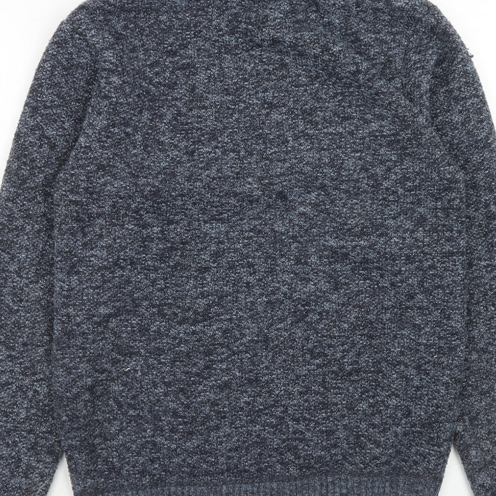 Kensington Mens Blue High Neck Polyester Pullover Jumper Size S Long Sleeve
