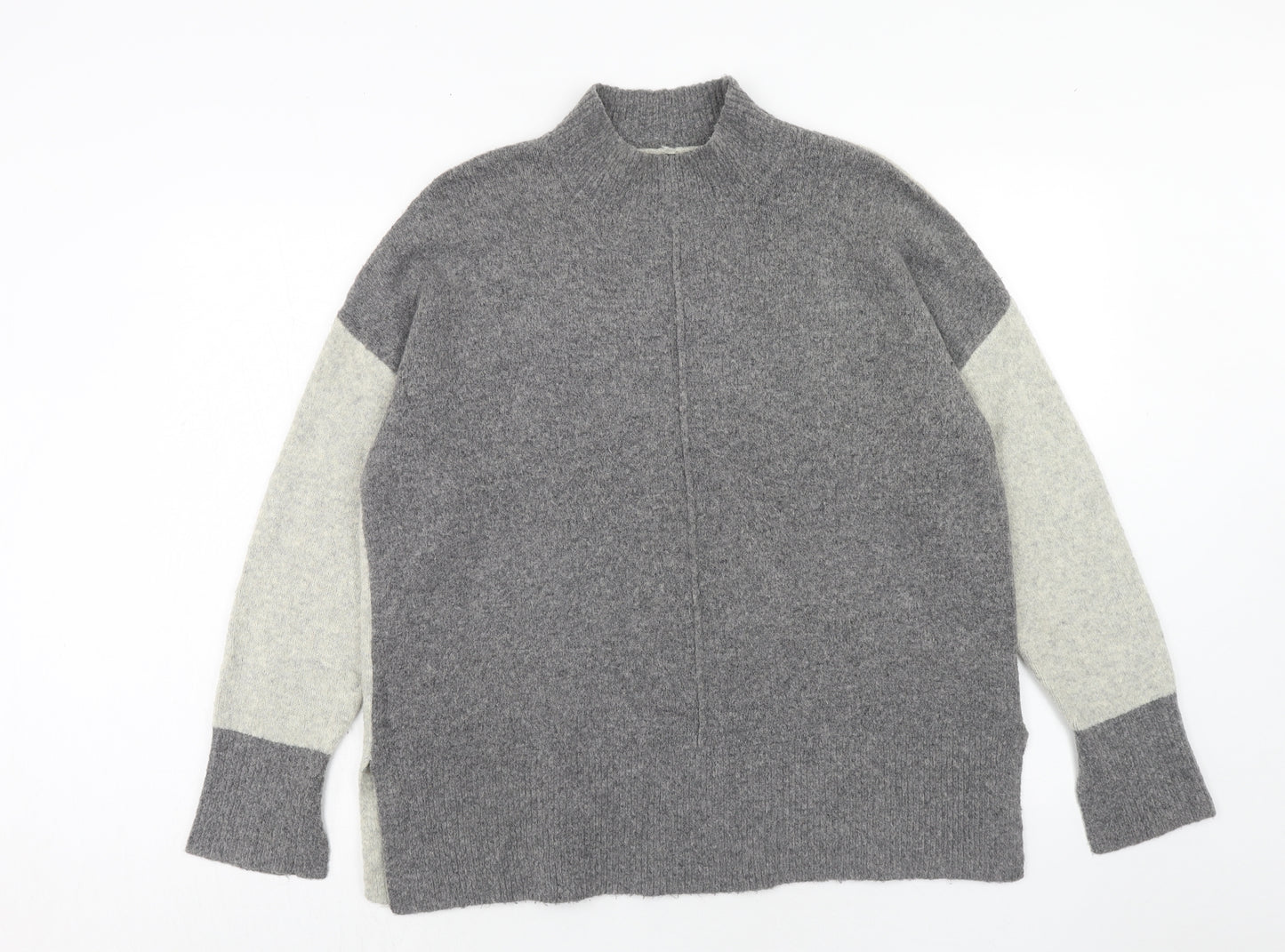 Marks and Spencer Womens Grey High Neck Polyamide Pullover Jumper Size L