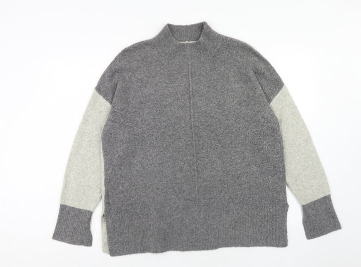 Marks and Spencer Womens Grey High Neck Polyamide Pullover Jumper Size L