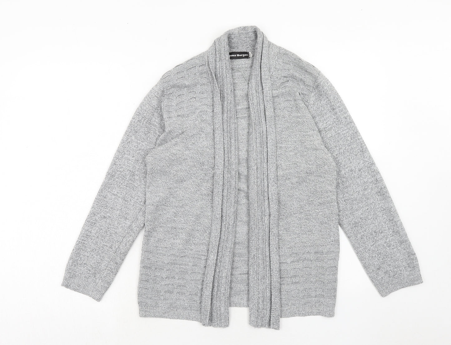 Emma Morgan Womens Grey V-Neck Acrylic Cardigan Jumper Size M