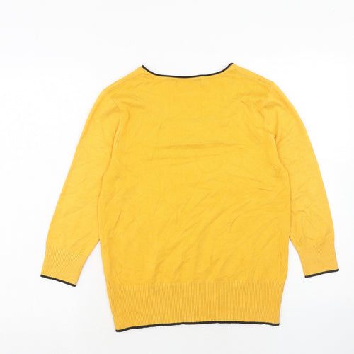 Just Elegance Womens Yellow Square Neck Viscose Pullover Jumper Size S