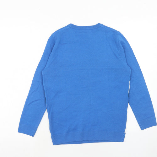 Marks and Spencer Boys Blue Round Neck Acrylic Pullover Jumper Size 12-13 Years Pullover - Penguin Skiing