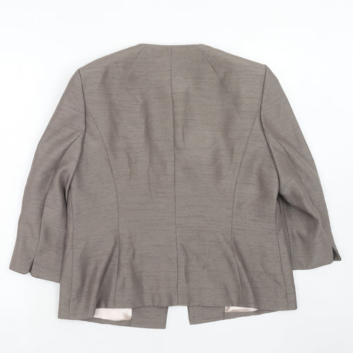 Jacques Vert Womens Grey Geometric Jacket Blazer Size 16 Button