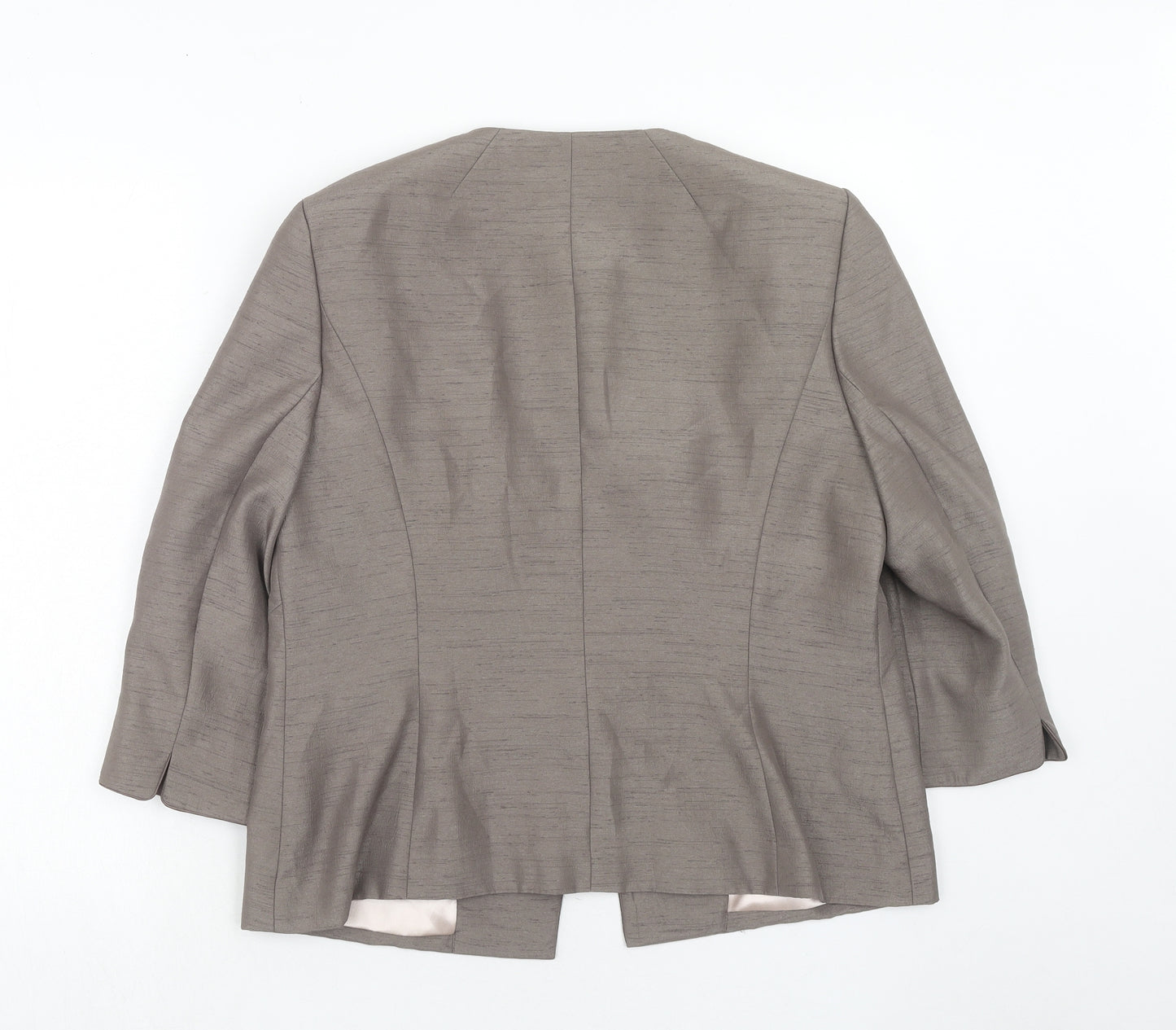Jacques Vert Womens Grey Geometric Jacket Blazer Size 16 Button