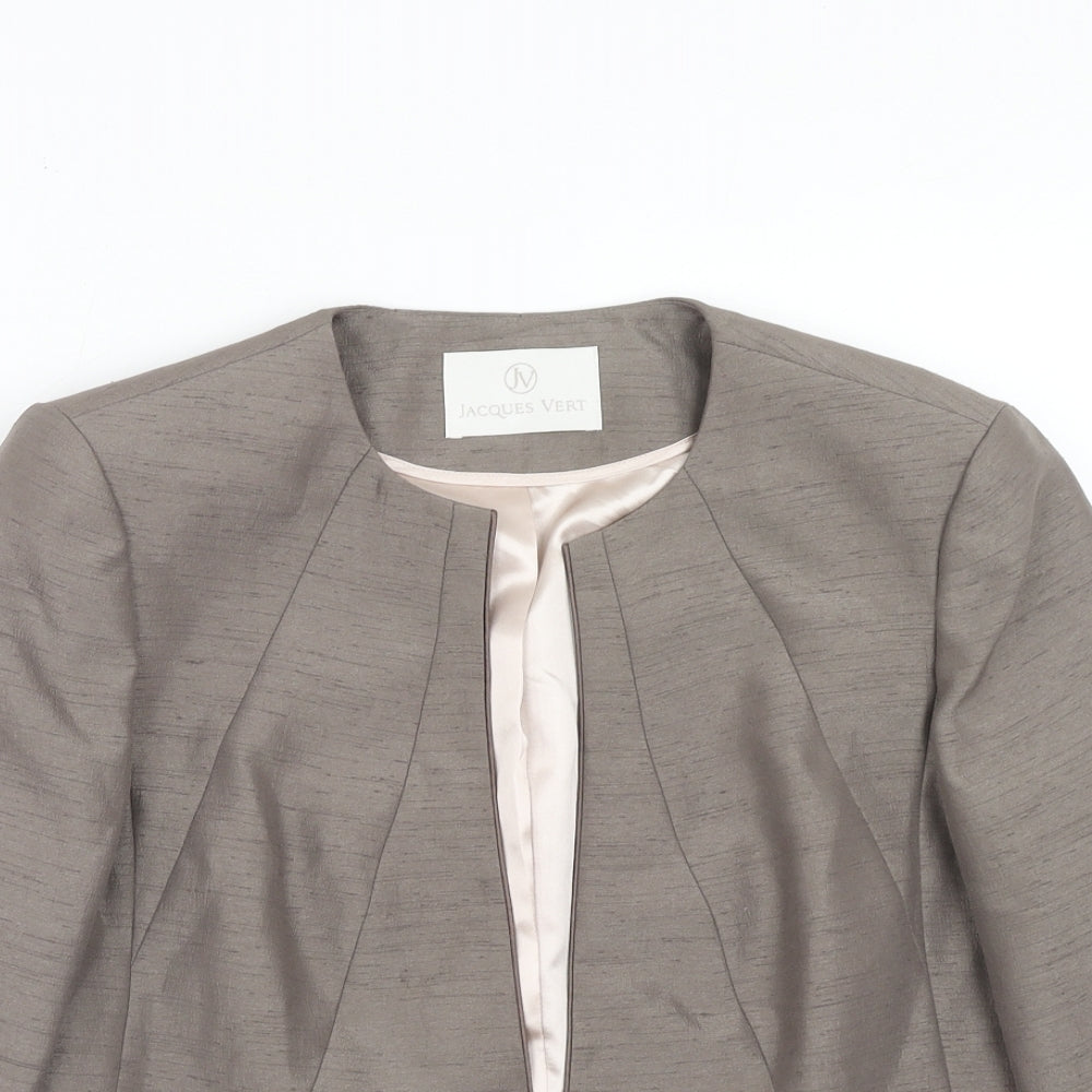 Jacques Vert Womens Grey Geometric Jacket Blazer Size 16 Button