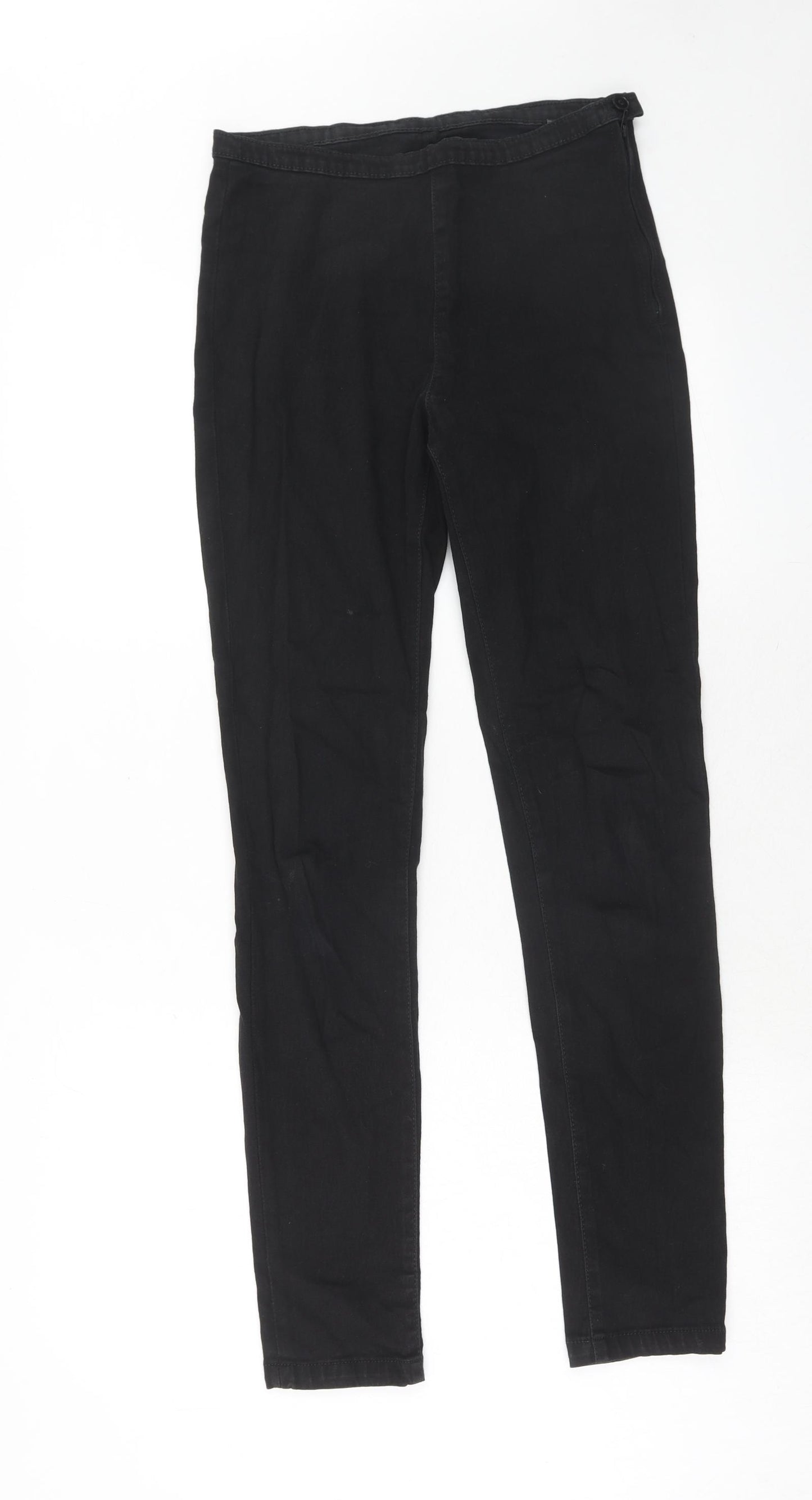 Marks and Spencer Womens Black Cotton Skinny Jeans Size 10 Regular Zip