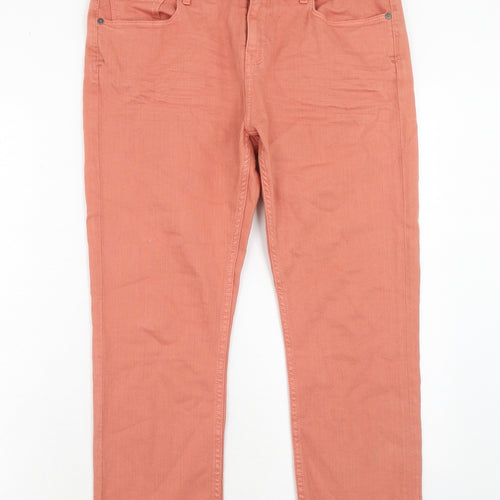 Fat Face Womens Pink Cotton Straight Jeans Size 14 Regular Zip