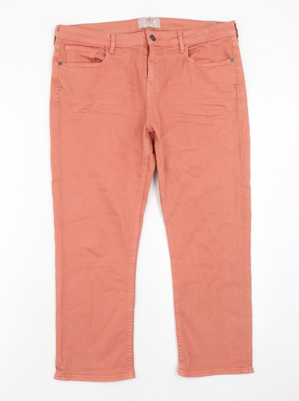 Fat Face Womens Pink Cotton Straight Jeans Size 14 Regular Zip