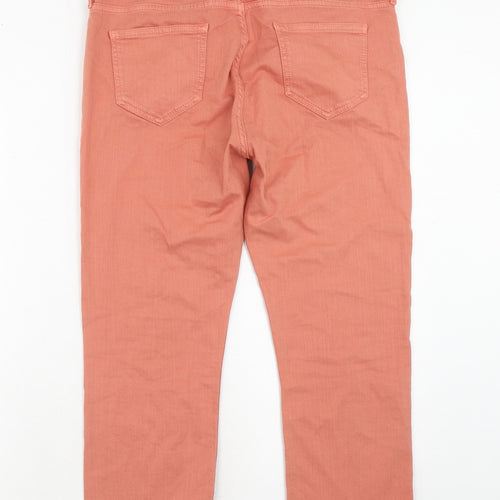 Fat Face Womens Pink Cotton Straight Jeans Size 14 Regular Zip