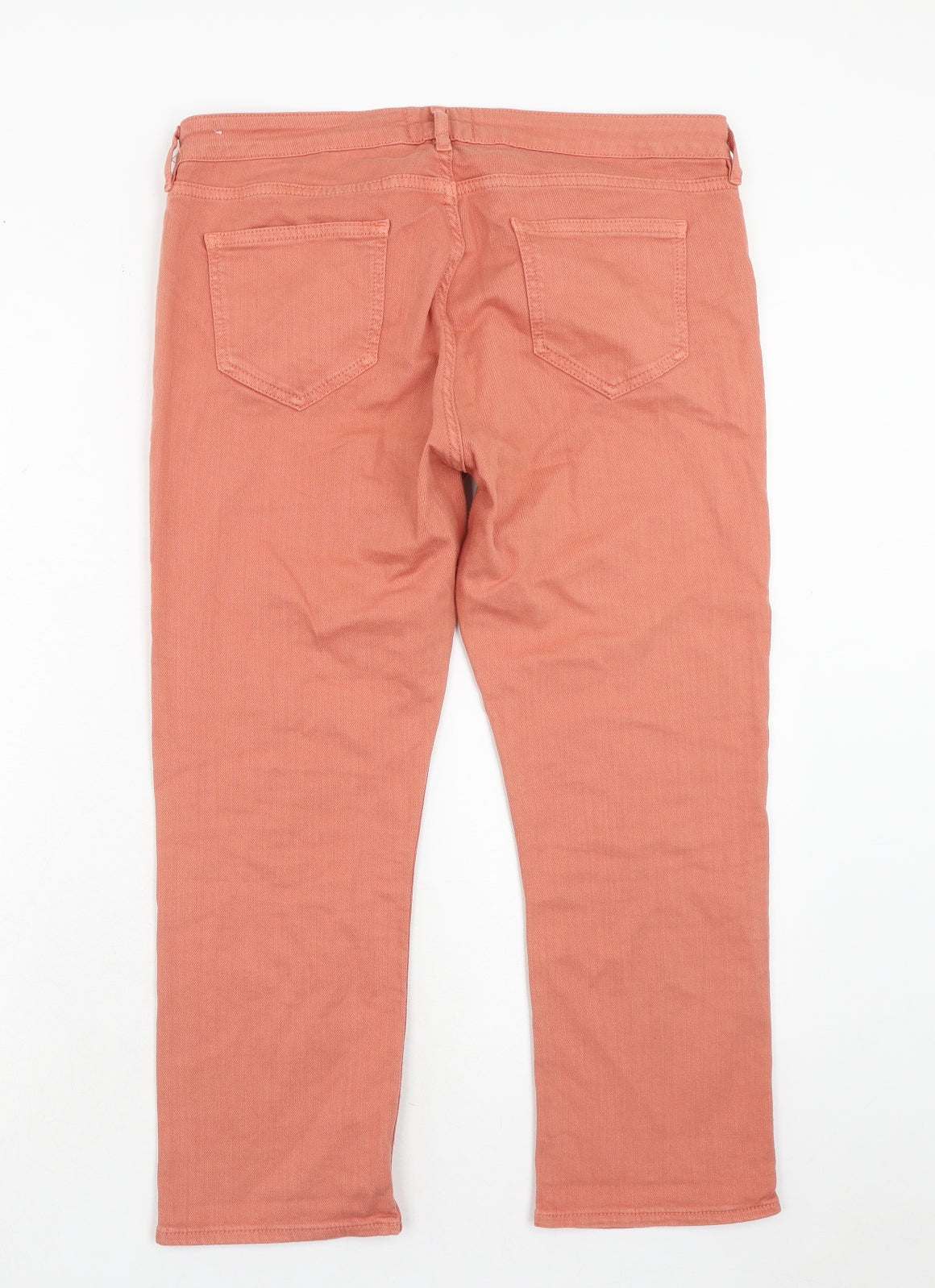 Fat Face Womens Pink Cotton Straight Jeans Size 14 Regular Zip