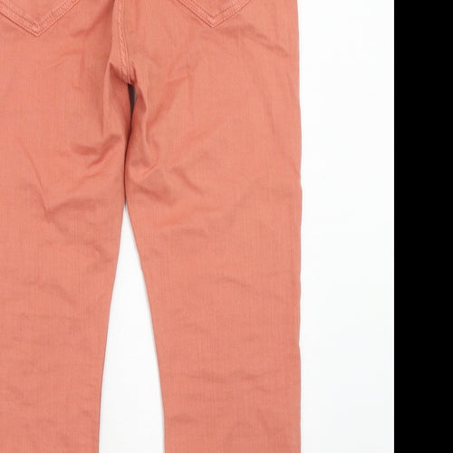 Fat Face Womens Pink Cotton Straight Jeans Size 14 Regular Zip