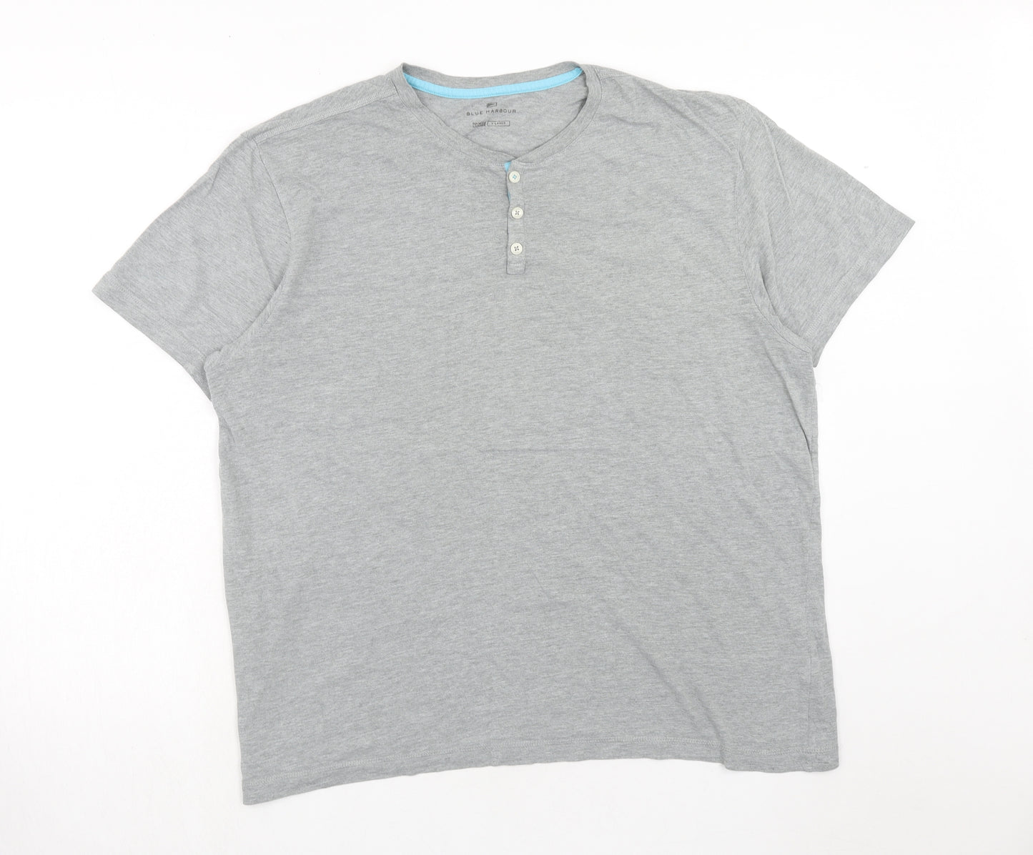Blue Harbour Mens Grey Cotton T-Shirt Size XL Round Neck