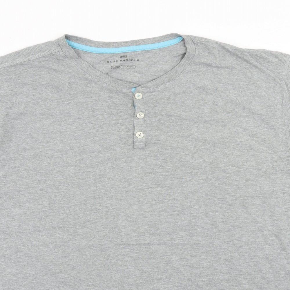 Blue Harbour Mens Grey Cotton T-Shirt Size XL Round Neck