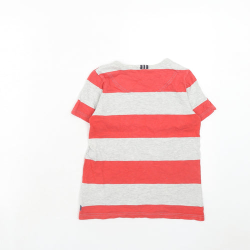 Joules Boys Red Striped Cotton Basic T-Shirt Size 7-8 Years Round Neck Pullover