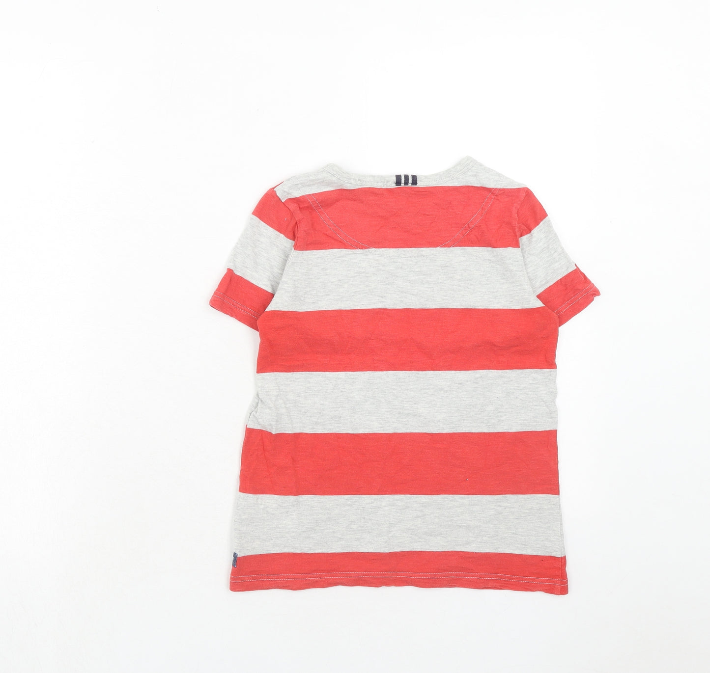 Joules Boys Red Striped Cotton Basic T-Shirt Size 7-8 Years Round Neck Pullover