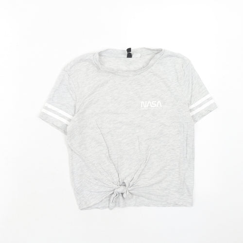 H&M Womens Grey Cotton Basic T-Shirt Size XS Round Neck