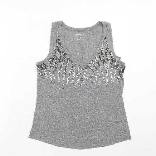 Express Womens Grey Polyester Basic Tank Size M V-Neck