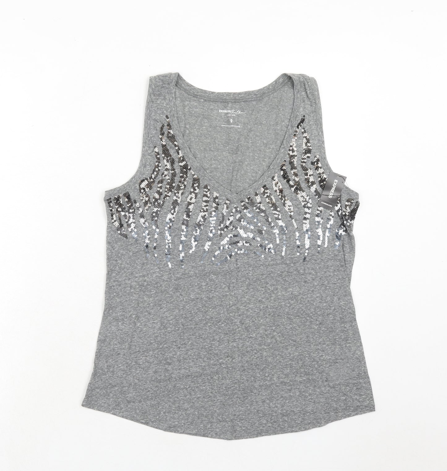 Express Womens Grey Polyester Basic Tank Size M V-Neck