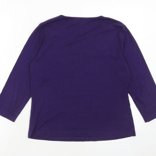 CC Womens Purple Cotton Basic Blouse Size M Round Neck