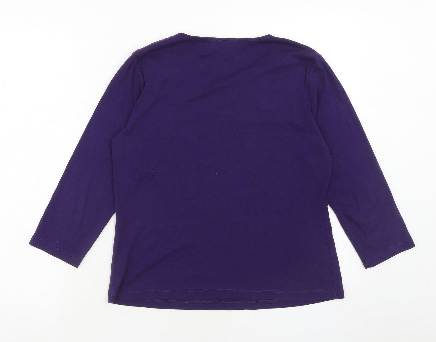 CC Womens Purple Cotton Basic Blouse Size M Round Neck